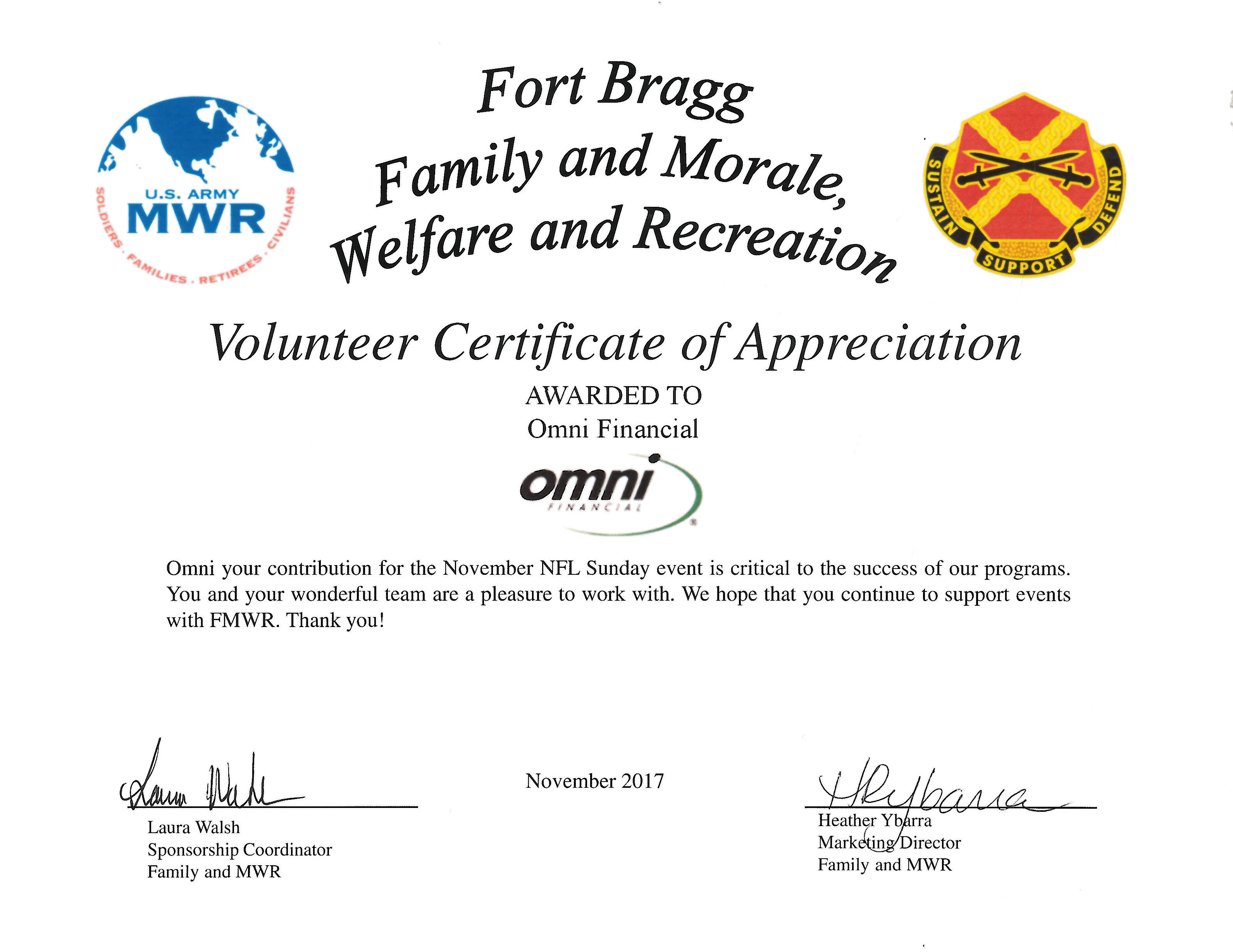 thank you letter to volunteers