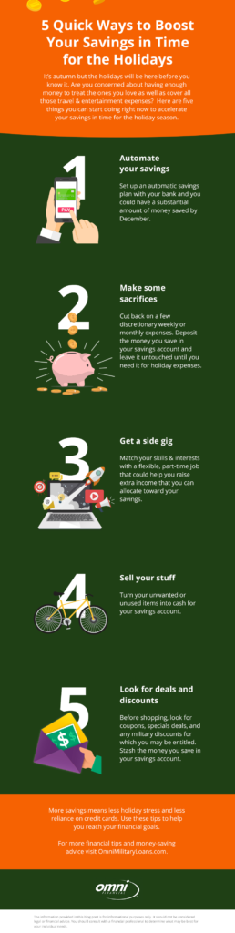 5 Quick Ways to Boost Your Savings in Time for the Holidays Infographic