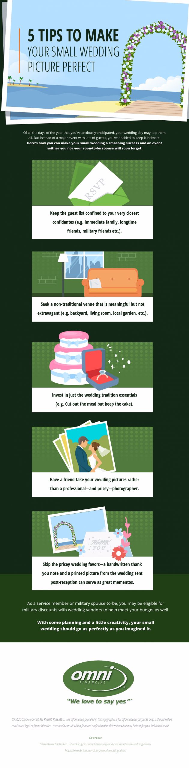 Infographic with tips on how to make a small wedding special