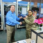 Omni Financial Evans Mills, NY: Customer SGT Daishani Williams with General Manager David Boyle