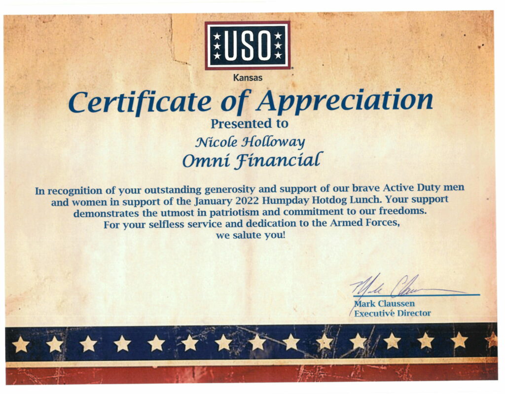 Humpday Hotdog Certificate of Appreciation