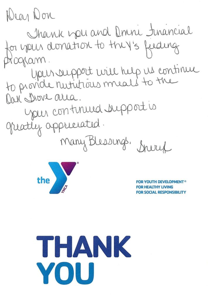 Hopkinsville ASYMCA Thank You Letter