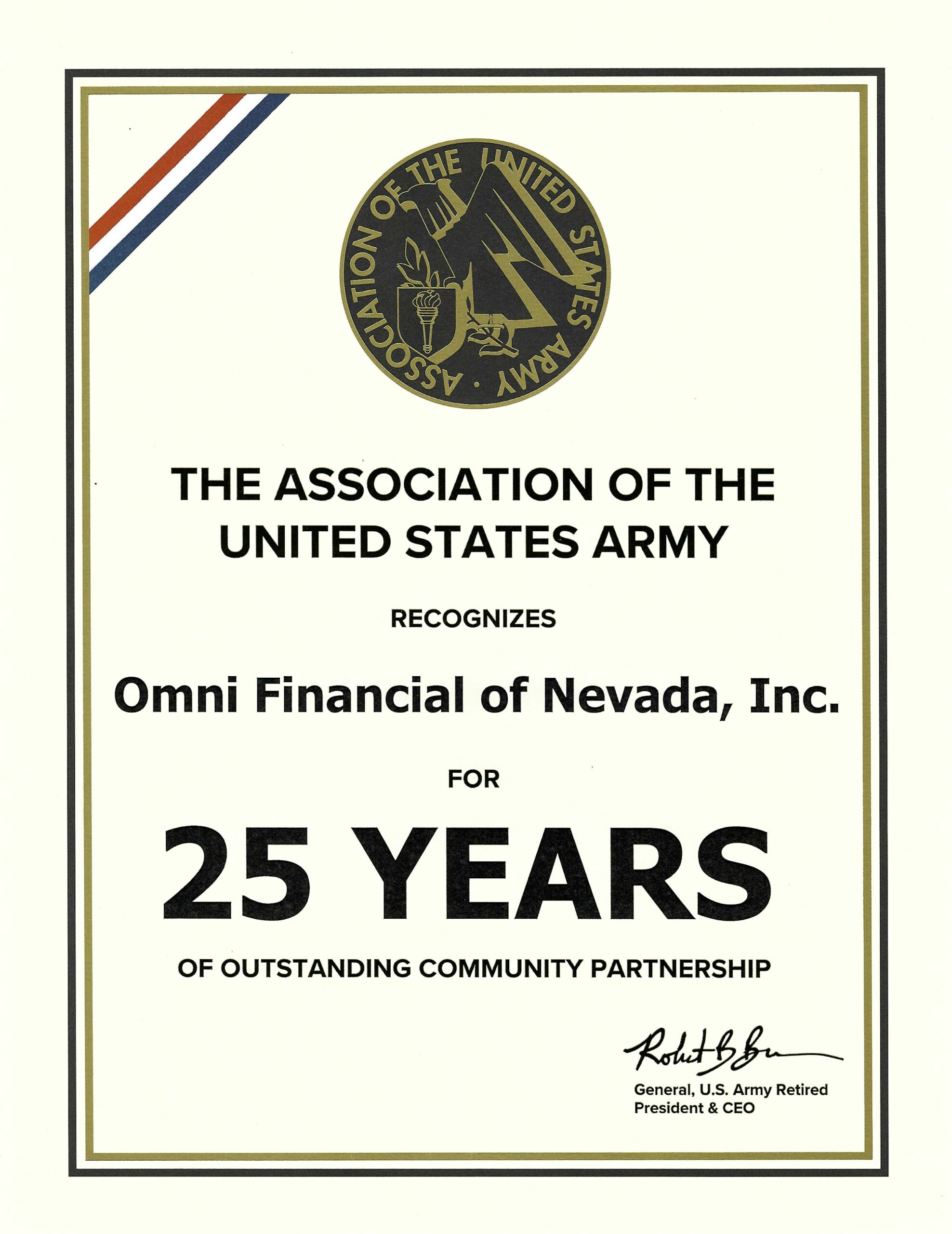 AUSA Certificate of Appreciation